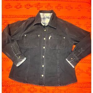 Carhartt jacket heavy duty flannel blue check lining size large black